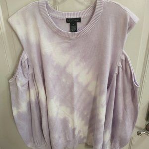 DESIGN 365 Women’s Size 2X Cut-Out Shoulder Sweater  Blush Purple/White NWT